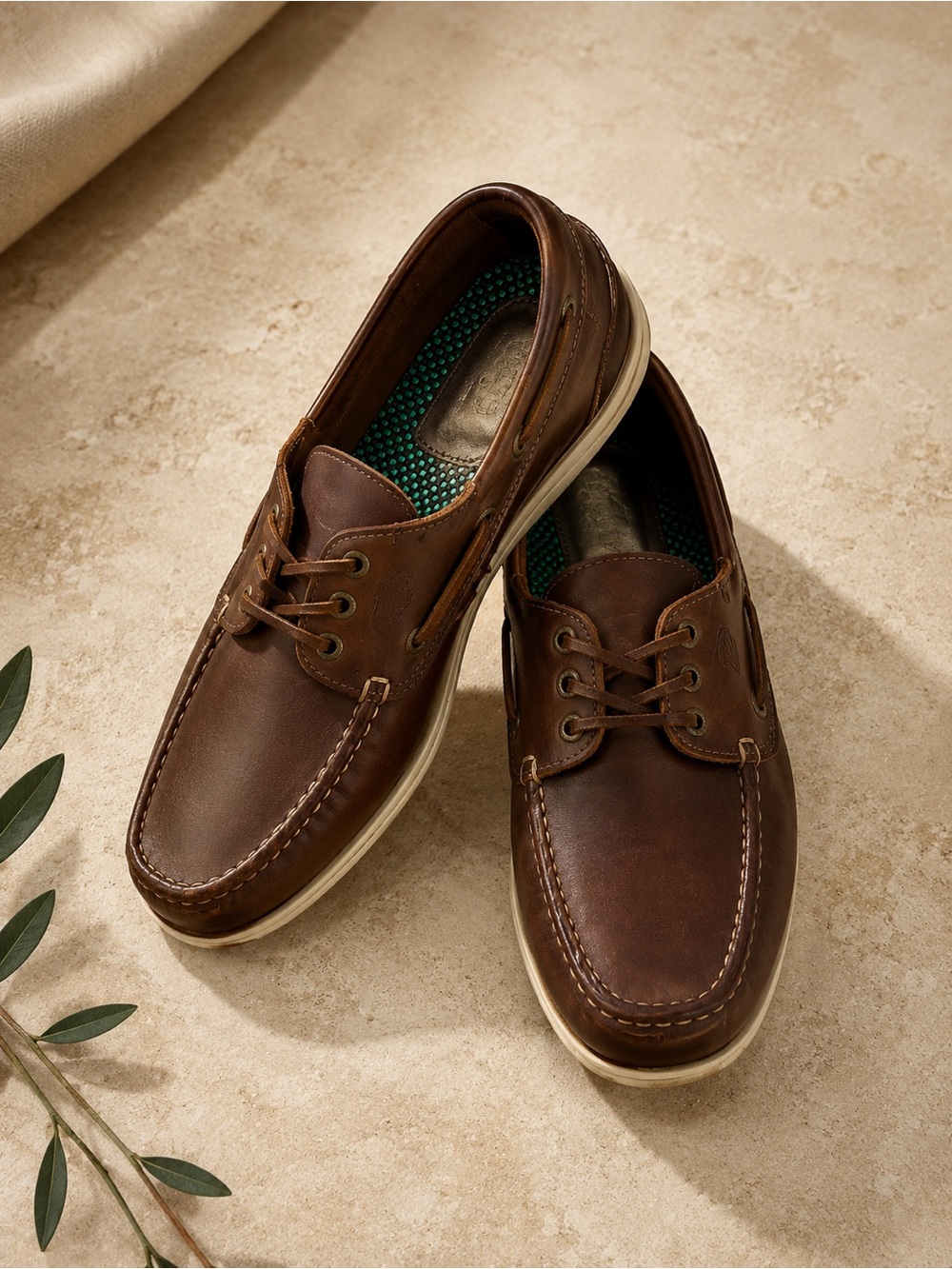 SAS Men’s Deckerside Leather Boat Shoes - Brown